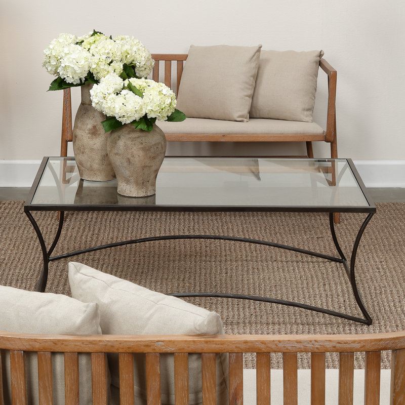 Kai Rectangular Black Metal and Glass Coffee Table