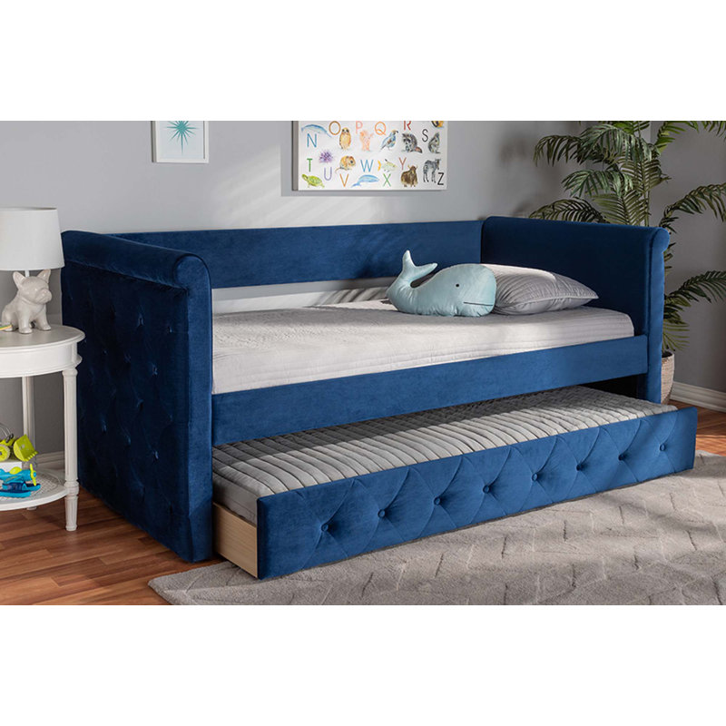 Samitha Upholstered Daybed, Navy Blue Velvet, Twin