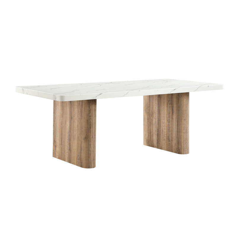 D2504 White Faux Marble Dining Table