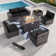 7-Piece Wicker Patio Conversation Set With Cushions,Coffee Table And Outdoor Fire Pit Table With Aluminum Top, PE Rattan Base, And  White Glass Wind Guard