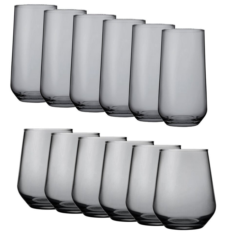 Audreyonna 470ml & 425ml Glass Set, Dark Grey