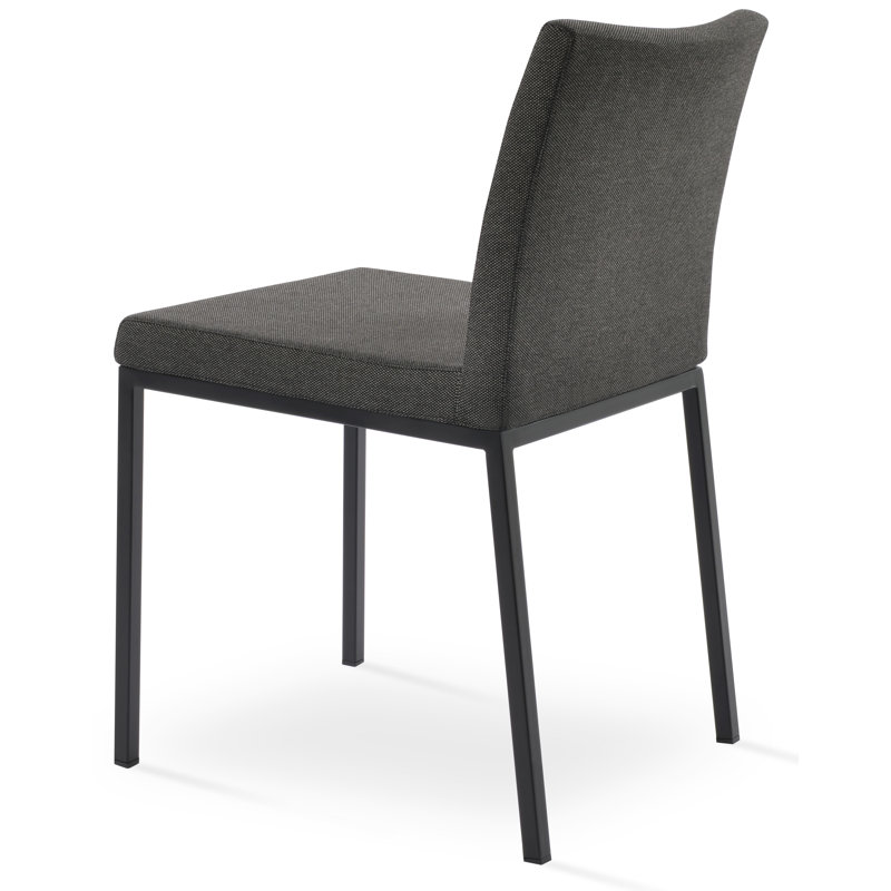 Chaise d'appoint en métal Aria, Cuirette blanche, Noir