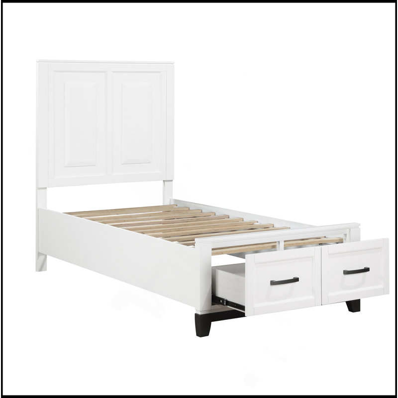 Lit plateforme avec meubles de chambre à coucher en bois avec tiroirs de rangement 1pc, Lit simple, Blanc