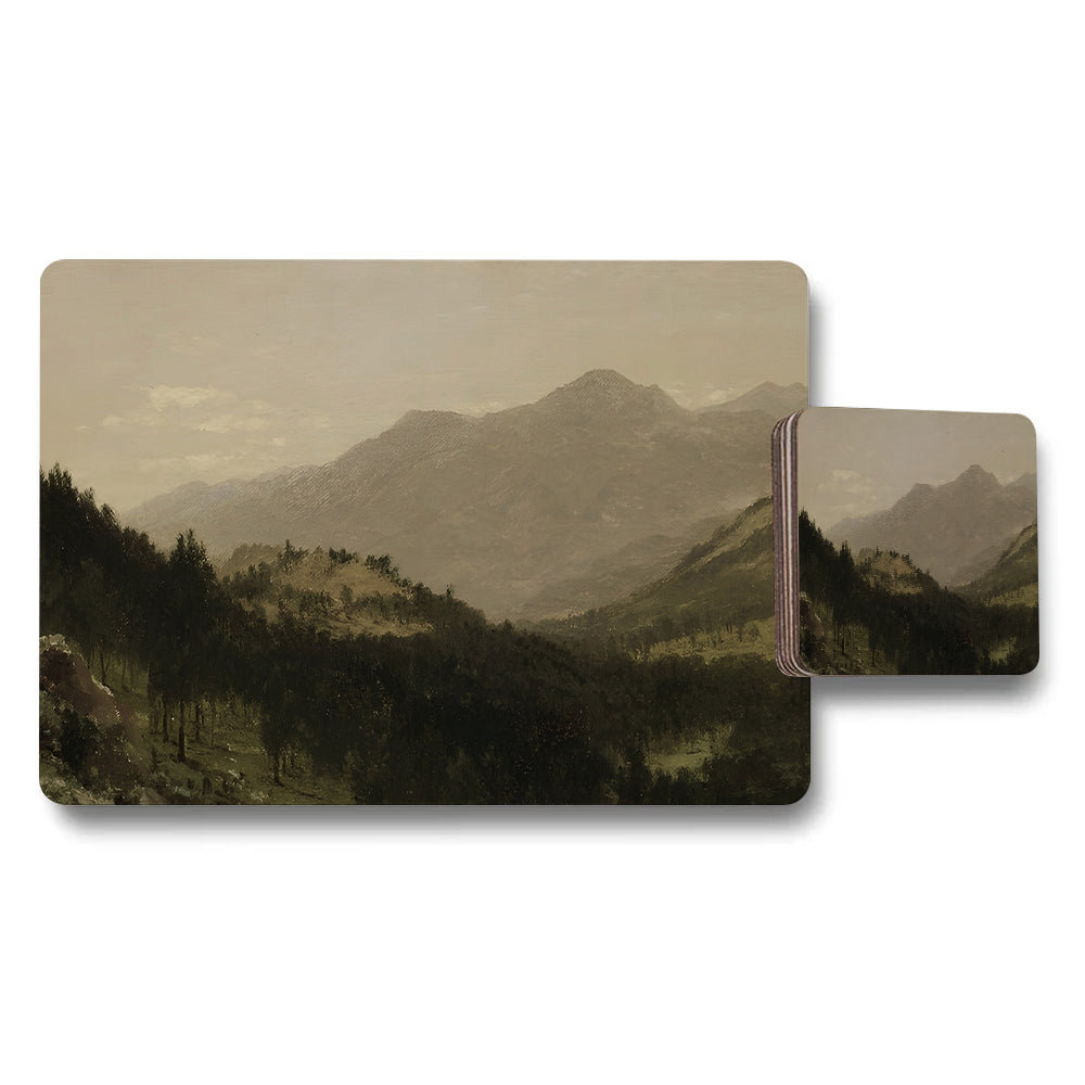 Mountain Landscape Placemats And Coaster Set With Scenic View