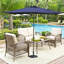 Parasol de 7,5 pi x 7,5 pi avec manivelle et bouton-poussoir inclinable, parasol de marché pour table d'extérieur avec mât en aluminium-1346833680