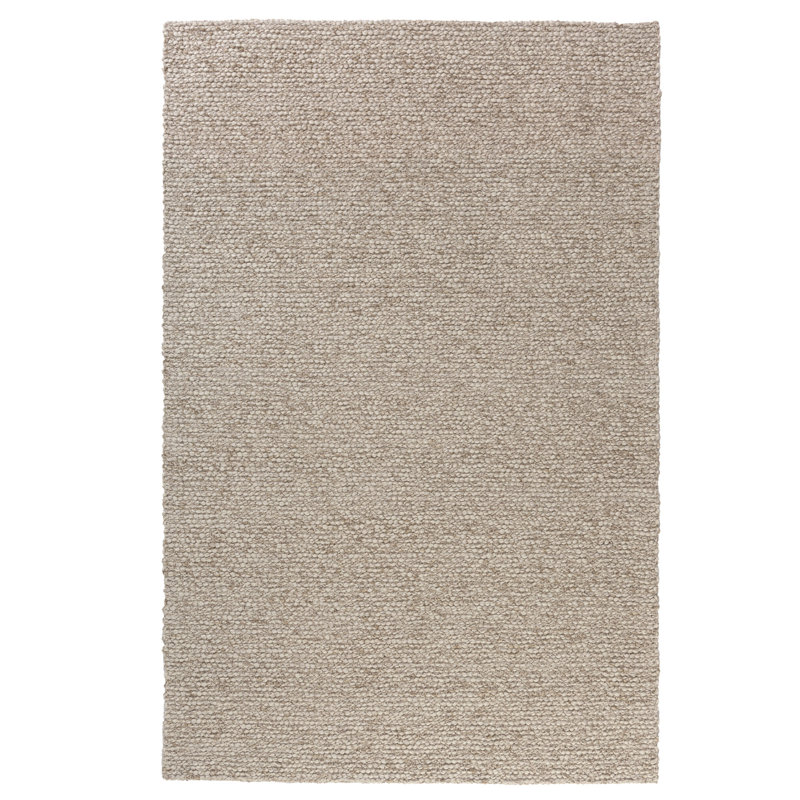 Contemporary Solid Striped Hand-Made Hand-Woven 100% Wool Area Rug, Rectangle 2' x 3', Beige