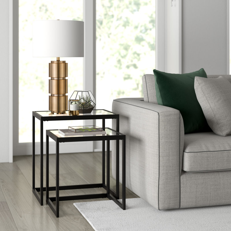 Glass Top Frame Nesting Tables, Black