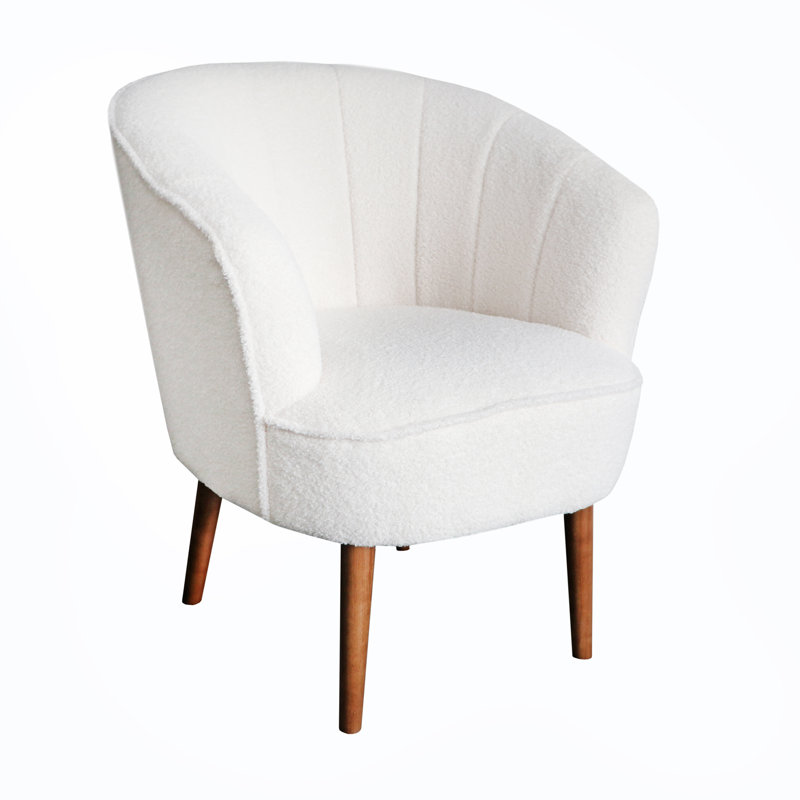 Ansley Upholstered Barrel Chair, White