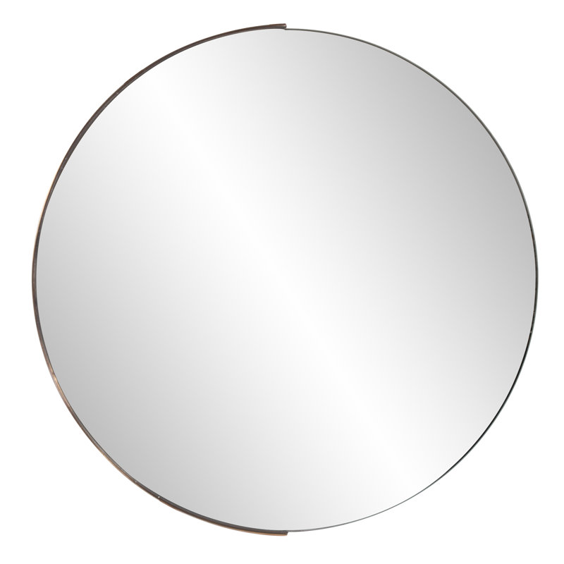 Ames Round Stainless Steel Beveled Mirror, Rose Gold