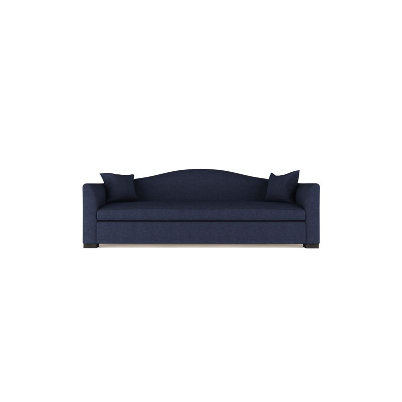 Horatio Camelback Taper Curved-Arm Sofa, 33" H x 96" W x 36" D, Weathered, Box Weave Linen Bluebell