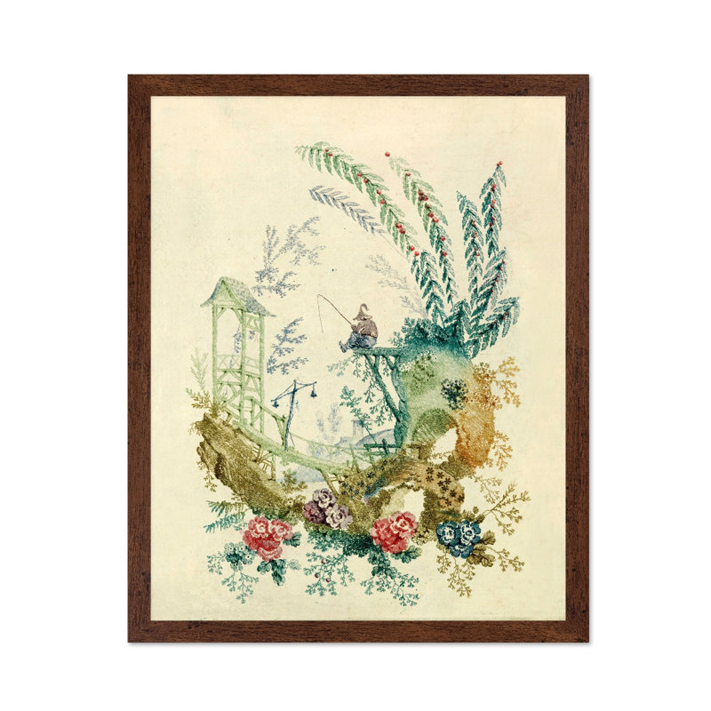 Pêcheur chinois, Affiche, H 11 po x l 14 po, Encadrement brun