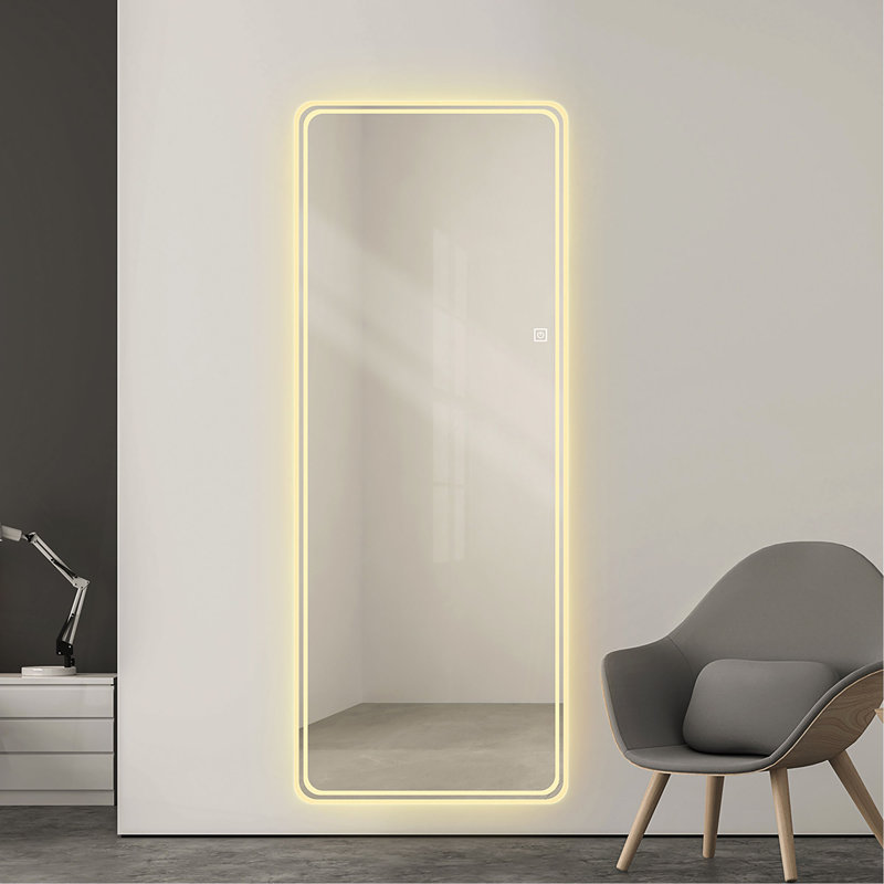 65"X24" Full Length Floor Mirror LED Whole Body Mirror, Wall Mounted  Mirror With Lights, Bedroom Full Size Body Mirror With Dimming & 3 Color Modes