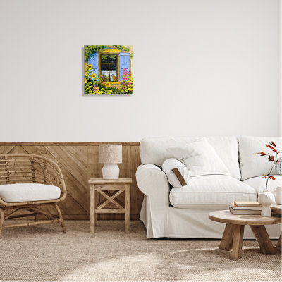«Stupell Industries Cat in Garden Window», art mural sur toile par Robin Altman