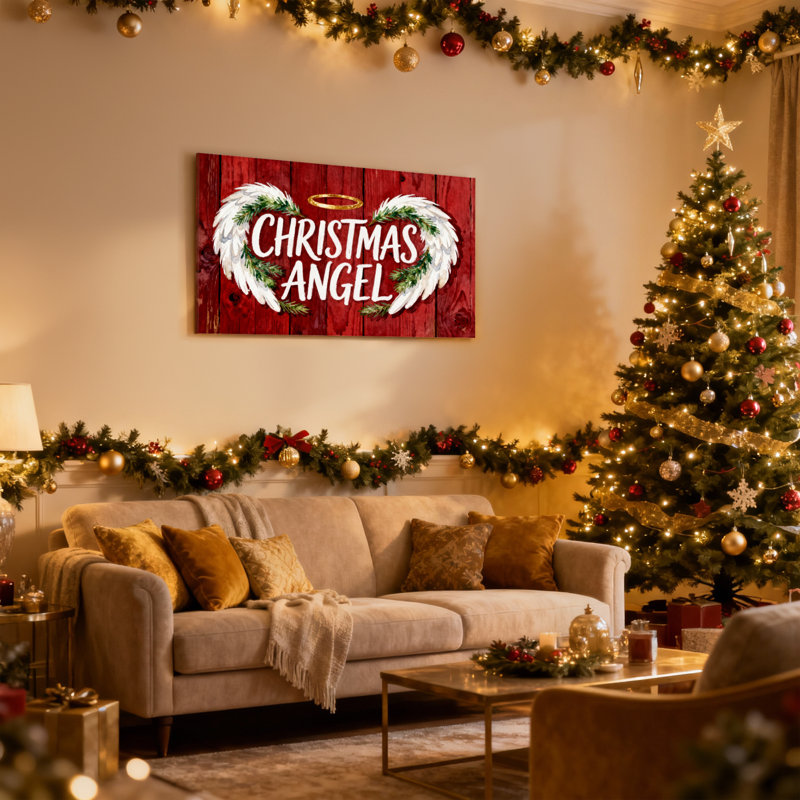 «Christmas Christmas Angel Wings», ensemble de 3 reproductions d'art sur toile, H 12 po x l 18 po