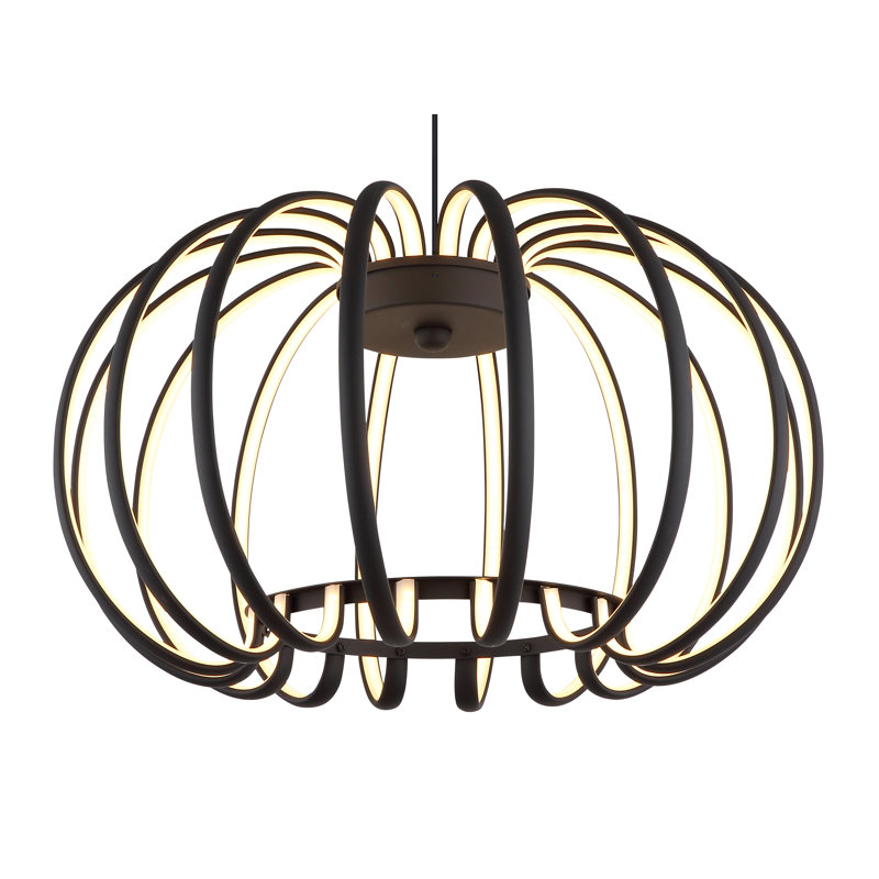 1 - Light LED Geometric Pendant, Matte Black
