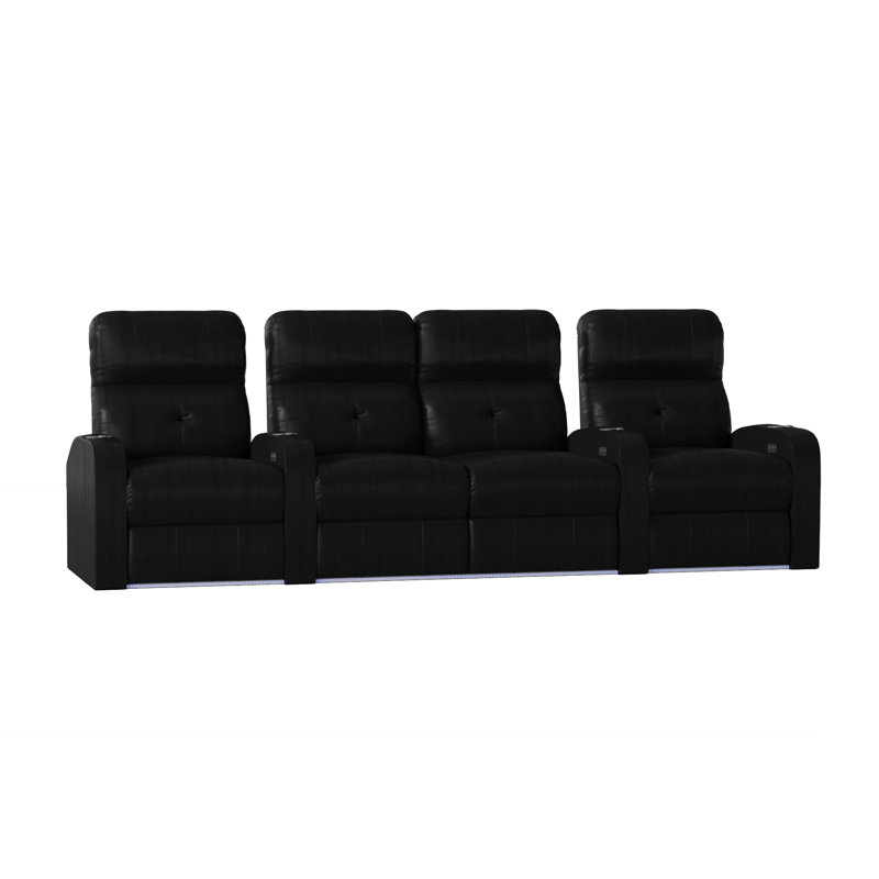 Rangée de sièges de cinéma maison capitonnée (rangée de 4), Électrique, Onyx Smartsuede