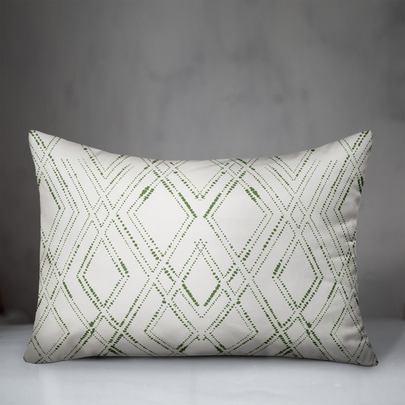  Coussin géométrique rectangulaire, Blanc / Vert