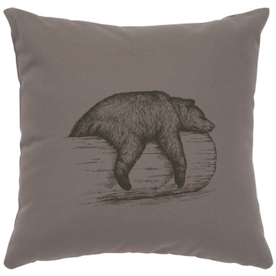 Wooded River Image Pillow - Bear on a Log - Cotton Chrome