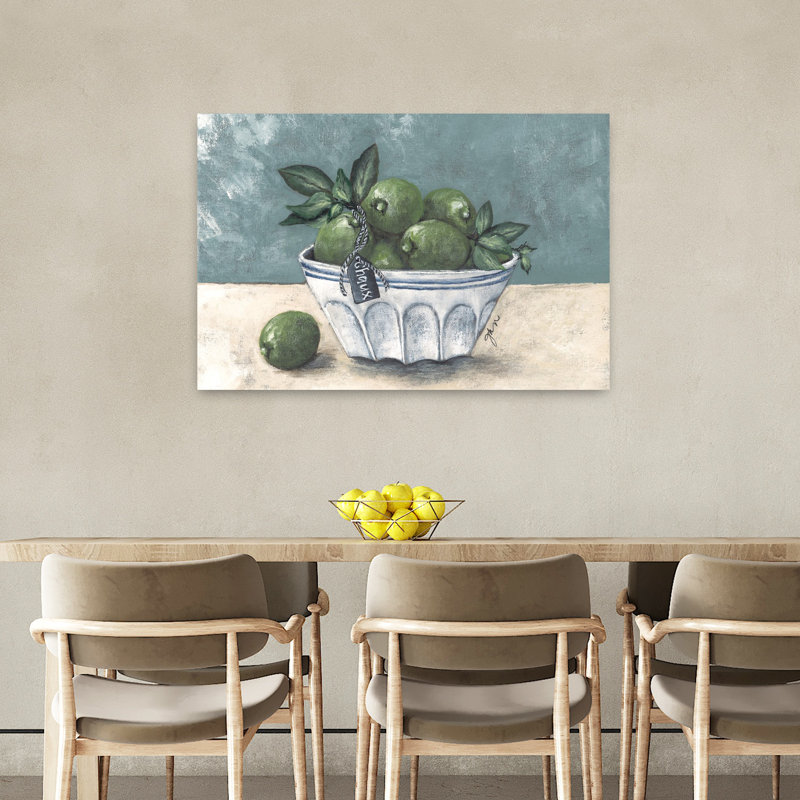 Nature morte à la lime, art fruitier rustique, H 36 po x l 24 po