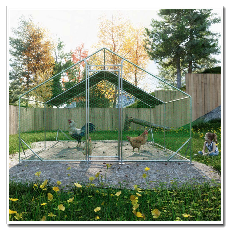 Grand poulailler en métal avec couvercle imperméable, H 76 po x l 156 po x P 120 po