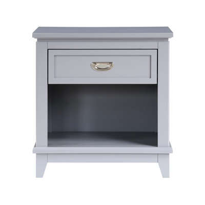 Gray Finish 1 - Drawer Classic Nightstand With Bottom Shelf, Bedroom Use, No Assembly, 24" X 16 Storage And Lower , Ideal For Bedroom, Smooth Glides