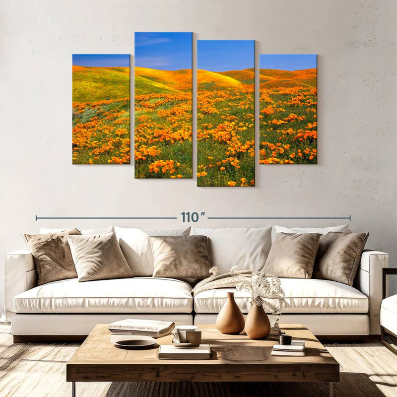 Coquelicots dorés d'Alvord, Californie, H 54 po x l 84 po