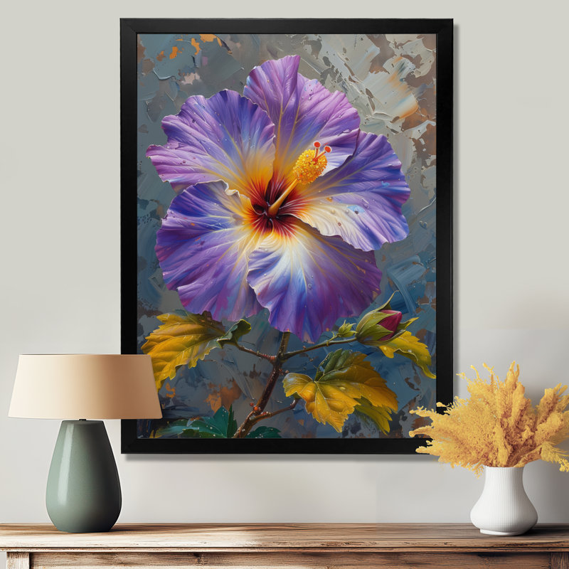 Hibiscus mauve, beauté royale - Hibiscus, art mural, H 32 po x l 24 po x P 1 po, Toile encadrée noire simple