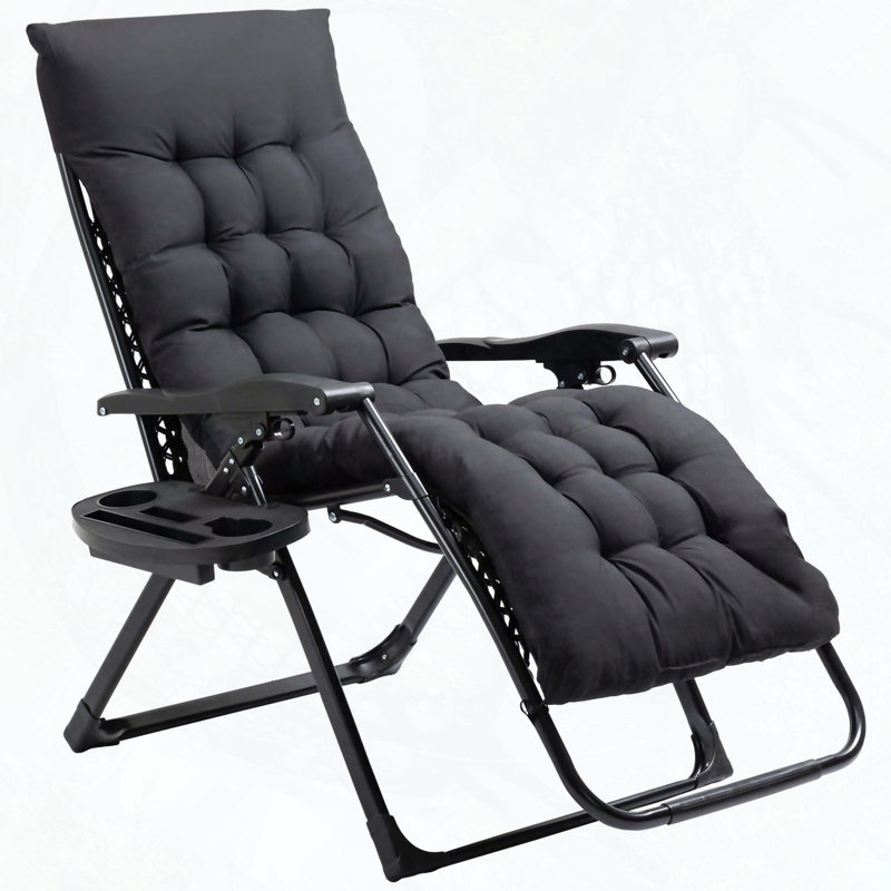 Outsunny Zero Gravity Folding Lounge Chair with Padded Cushion, Black