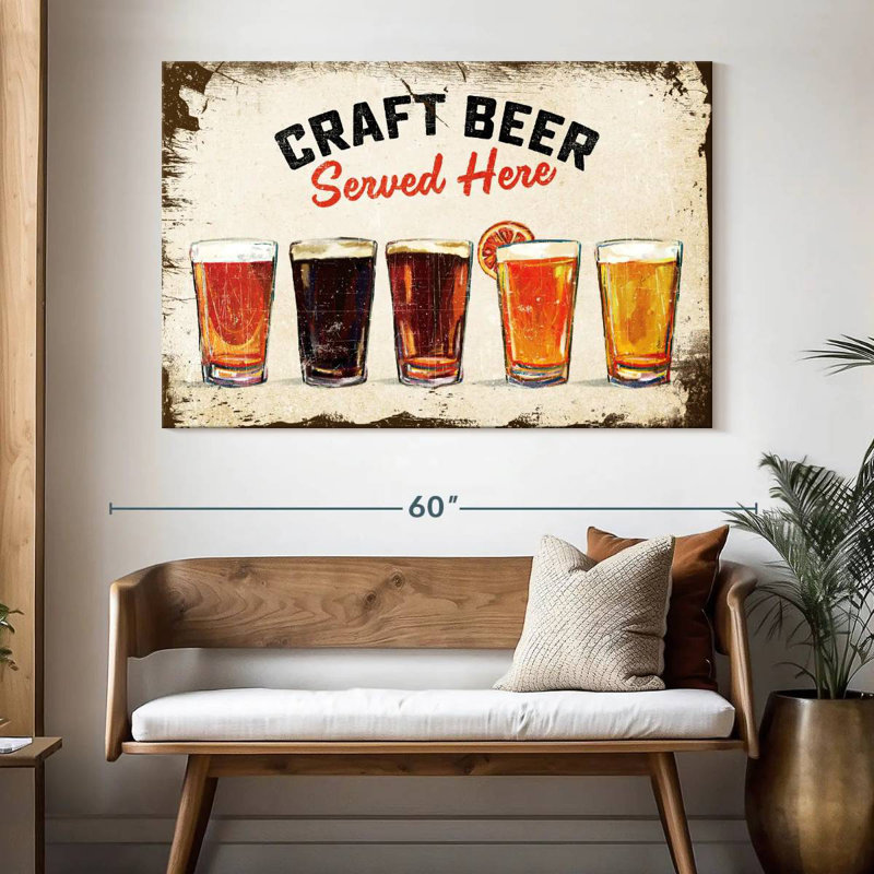 Plaque murale rétro «Craft Beer», H 34 po x l 51 po