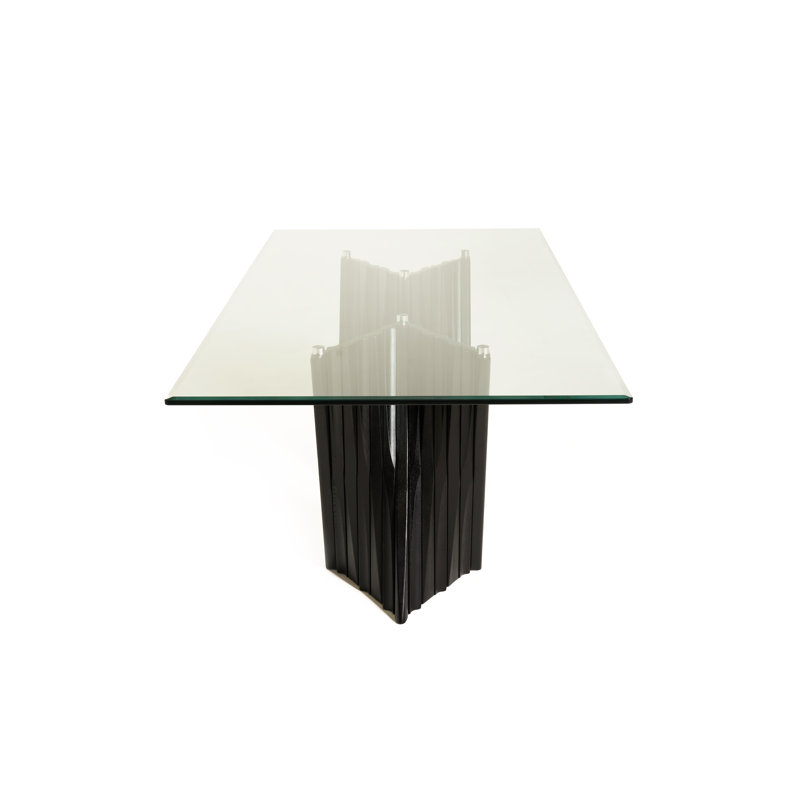 Avanicole Glass Top Dining Table, Black Ash