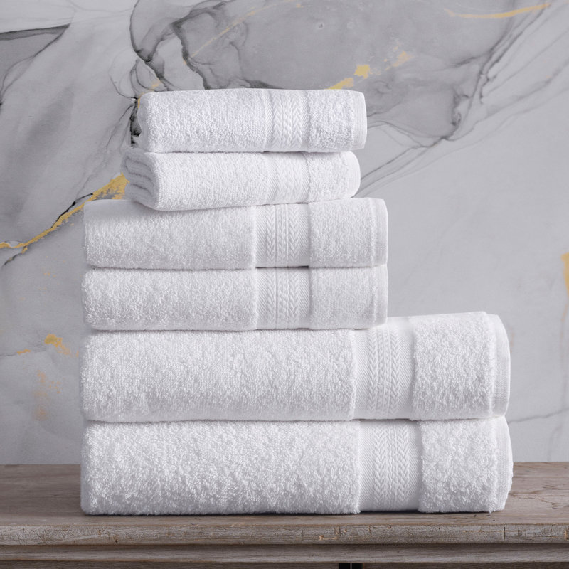 6 Piece Towel Set, 2 Bath Towels 2 Hand Towels 2 Washcloths, Soft and Absorbent, 100% Turkish Cotton Towels for Bathroom Shower Towel, Bath Linen Set