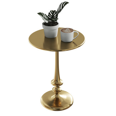 Side Table - Iron Pedestal Table with Antiqued Brass Finish for Couch, Loveseat, Entryway, or Bed - Vintage Living Room Furniture 