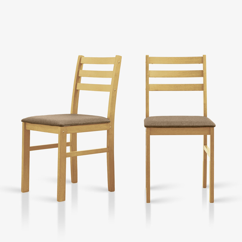 Modern Farmhouse Solid Wood Ladder Back Kitchen Dining Room Side Chair (Set Of 2), Natural