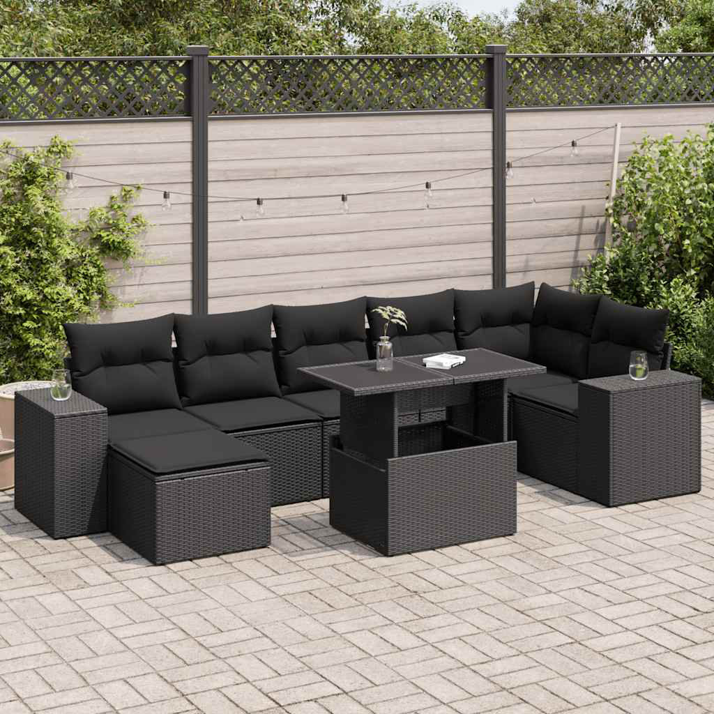 Vidaxl 8-Tlg. Garten-Sofagarnitur Mit Kissen Beige Poly Rattan