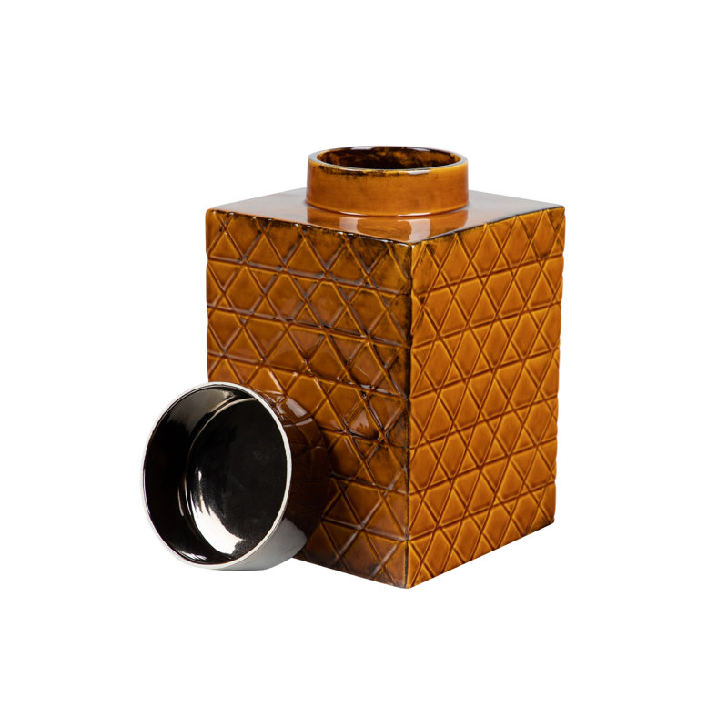 Garlington Ceramic Jar, 31cm H x 19cm W x 19cm D, Orange/Black