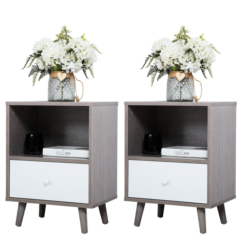 Armoire de chevet avec tiroir et étui de rangement matériaux gris Contemporary