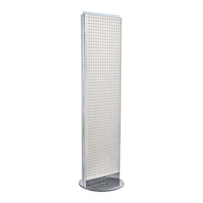 Two-Sided Pegboard Floor Display on Revolving Base. Spinner Rack Stand. Panel Size: 16"W x 60"H