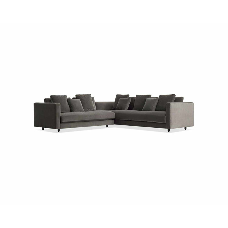 Hands Down Sectional, Camel Velvet/Sanford Navy, Left Hand Facing, Tofte Navy Polyester Blend
