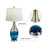  Melun 28" Modern Coastal Blue and Amber Glass Table Lamp with 3-Way Dimmable Lighting and USB Port