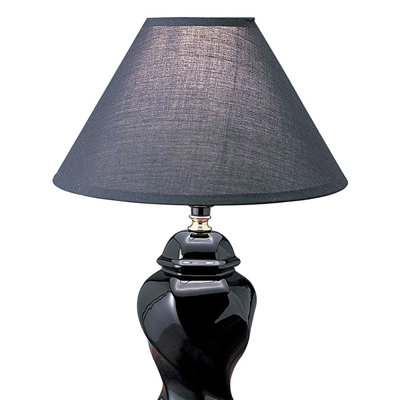 Lampe de table haute 13 po en céramique, en forme d'urne, abat-jour en lin