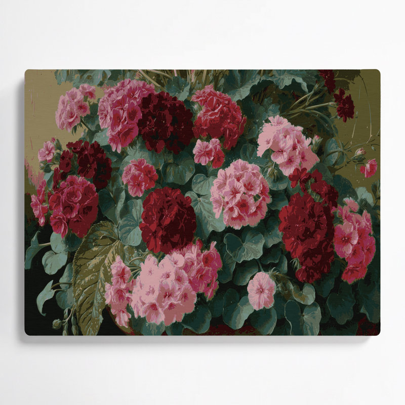 Art mural en métal Béramique géraniums parfumés, H 144 po x l 216 po x P 0,05 po