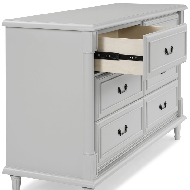 Simmons Kids Juliette 6 Drawer Dresser With Changing Top And Interlocking Drawers - Fully Assembled, Gray