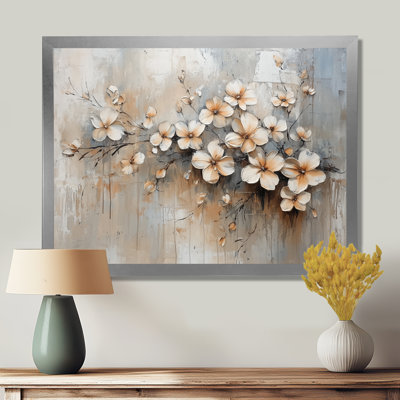 Gold White Garden Blossom Violets I - Violets Framed Canvas Print