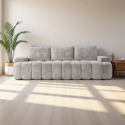 Canapé modulaire compressé très large de 100 po à l'avant courbé, canapé Boucle 3 places en forme de nuage avec mousse à haute résilience, facile à déplacer et à expédier, canapé surdimensionné moderne pour le salon