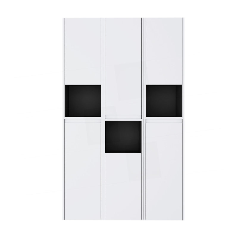 12" Bathroom Side Cabinet,6-Soft Close Doors,Float Mounting Design