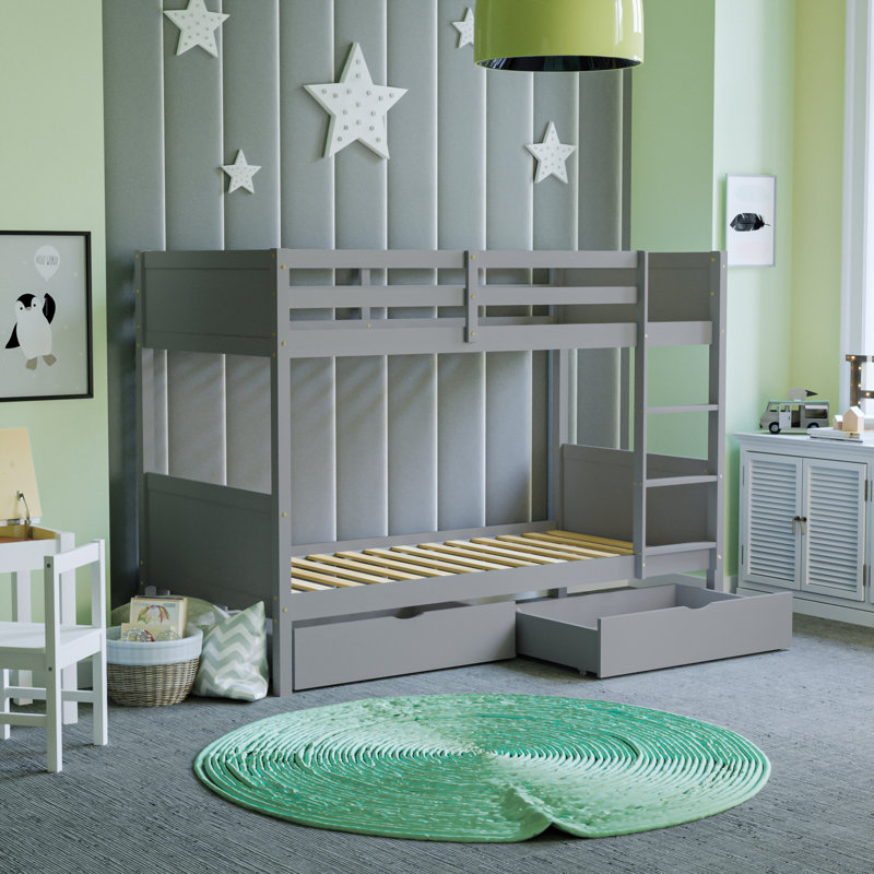 80 X 190cm Bunk Bed with Storage Included, Grey
