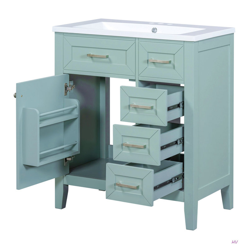 Ensemble de meuble-lavabo 30 po avec lavabo, armoire de salle de bain avec tiroirs, structure solide et panneau de fibres à densité moyenne