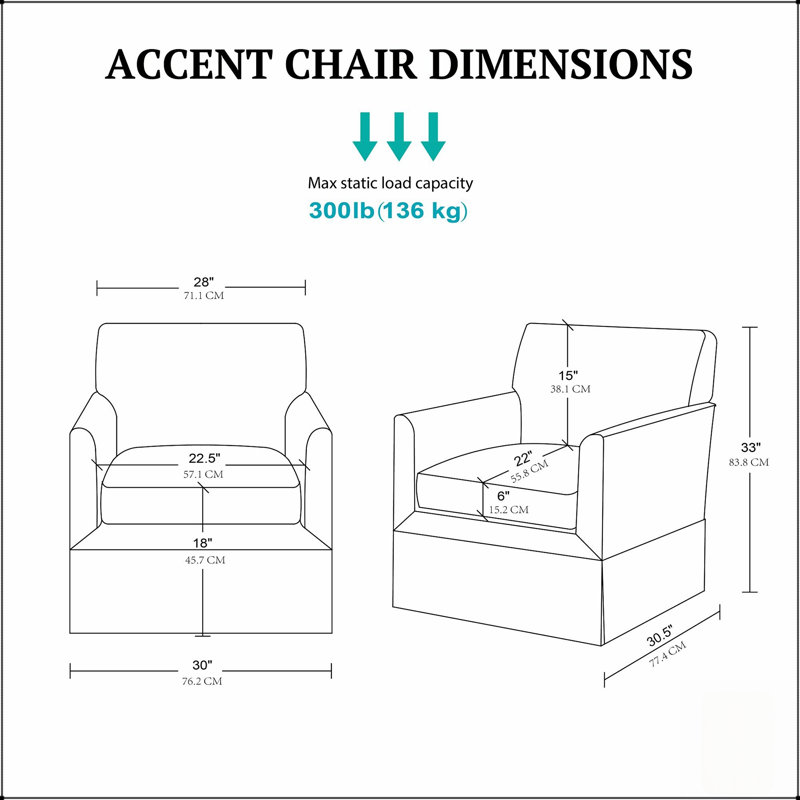Fauteuil d'appoint intemporel avec housse amovible, avec accoudoirs classiques et base à jupe, idéal pour une assise élégante et confortable.