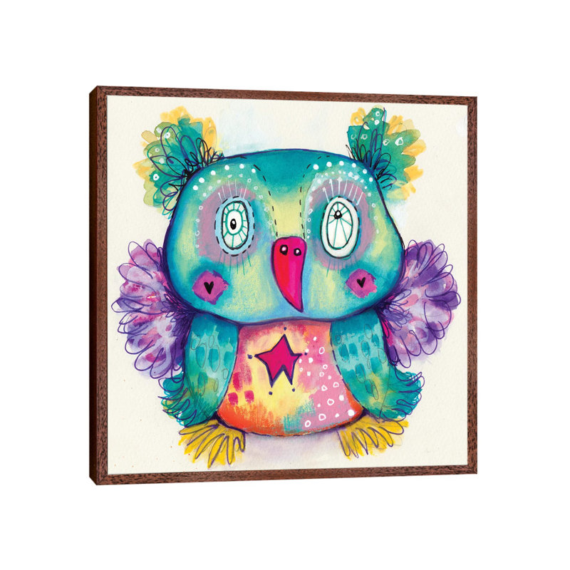 Teddy Bear Quirky Bird by Tamara Laporte - Print on Canvas, Classic Brown Wood Framed, 93.98 cm H x 93.98 cm W