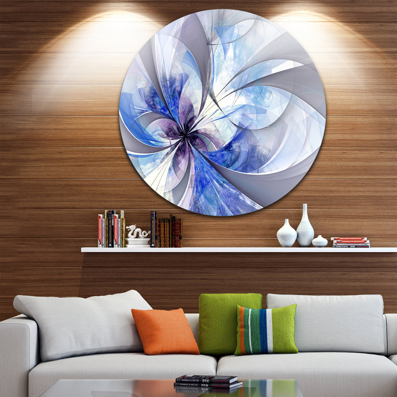 « blue symétrique fractal fleur », impression sur métal, H 36 po x l 36 po x P 1 po